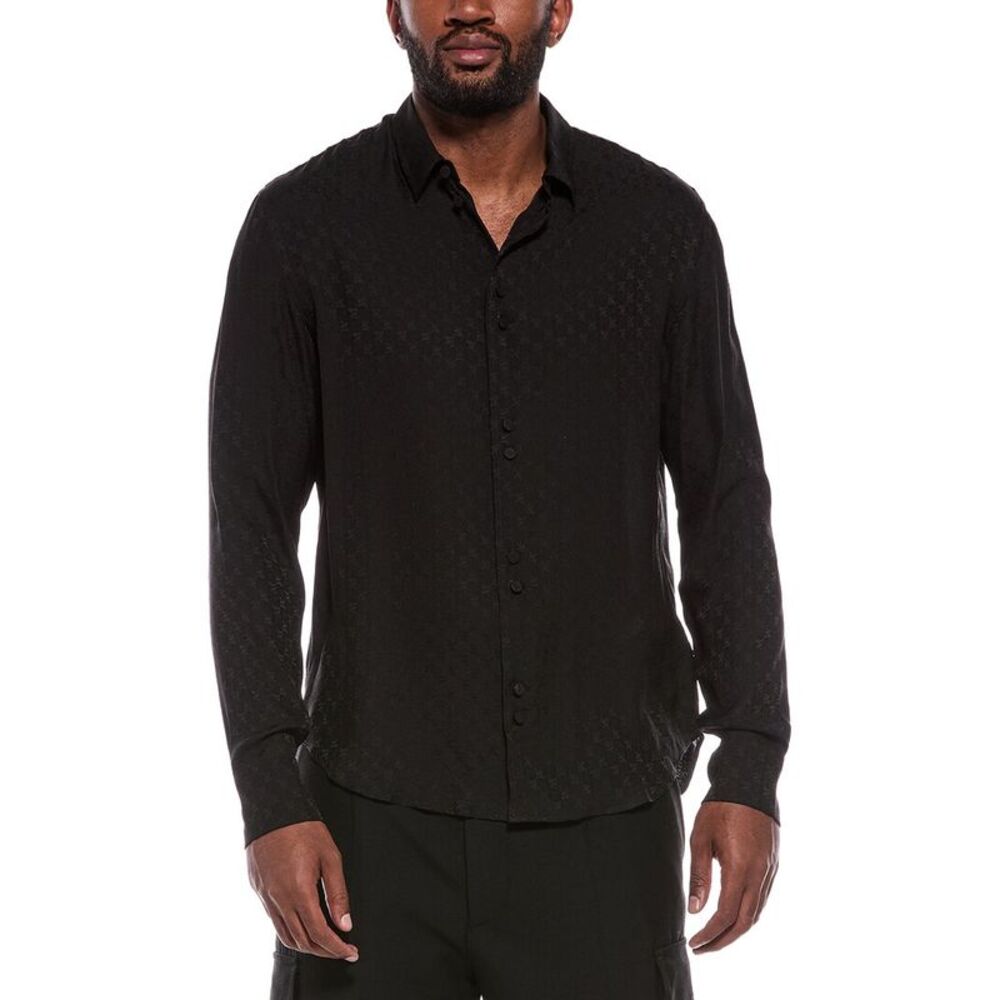 Palm Angels Mens Silk Shirt, Black